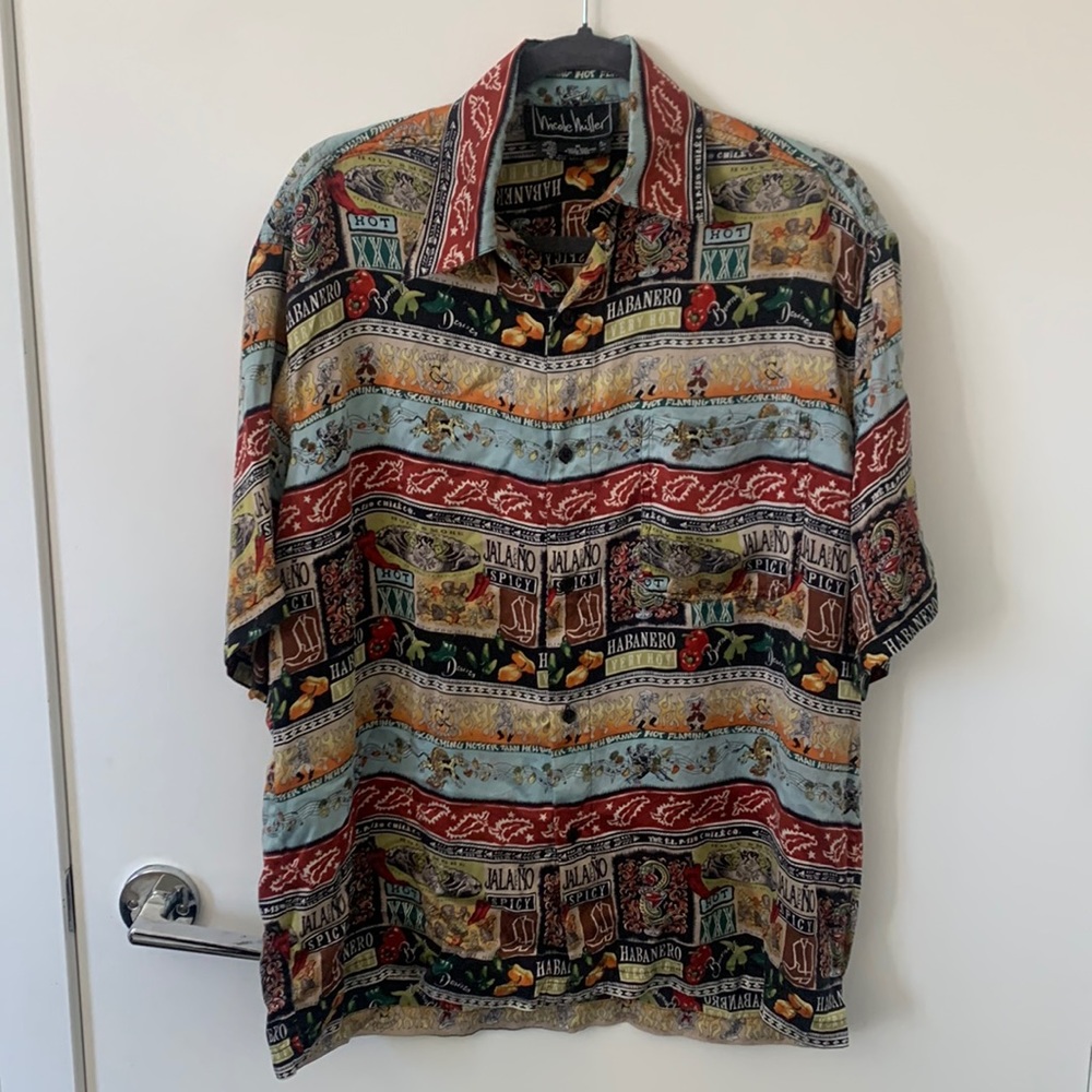 Vintage 1992 Nicole Miller 100% Silk Limited Print hot sauce